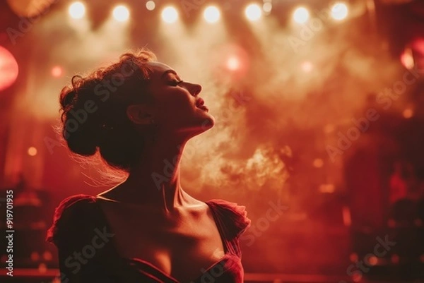 Fototapeta Drag queen singing in a theater, Generative AI