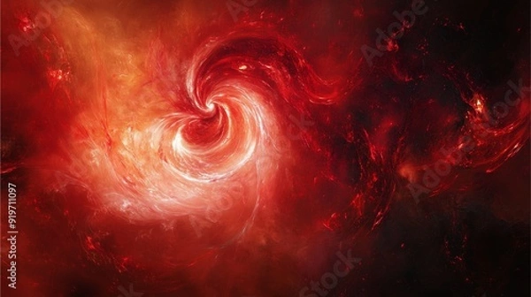 Fototapeta Glowing red quantum electrons spiraling in a magnetic field.