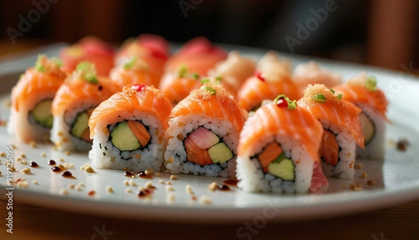 Fototapeta Close-up of a plate with sushi