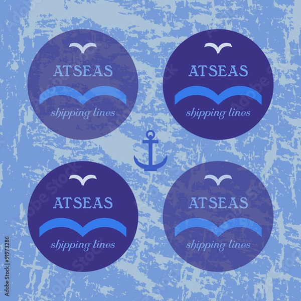 Fototapeta Logotype set for maritime shipping industry.  