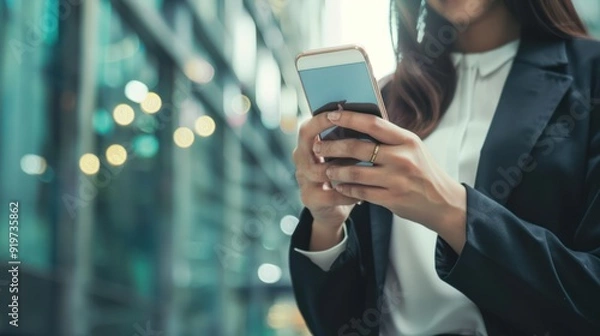 Fototapeta Businesswoman Using Smartphone