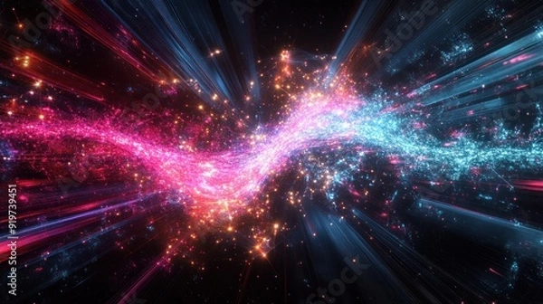 Fototapeta Abstract Cosmic Stream of Light and Energy