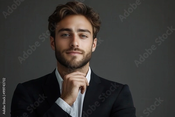 Obraz Manager with project approval process, desk setup, decision-making