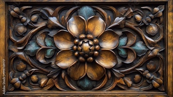 Obraz decorative panel with floral and geometric designsv