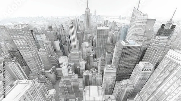 Fototapeta 3D illustration Imagination architecture building construction pe3D illustration Imagination architecture building rspective design,modern urban building line drawing abstract background. ai generated
