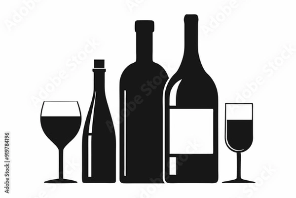 Fototapeta beer silhouette, glass beer bottle icon symbol. beer vector illustration