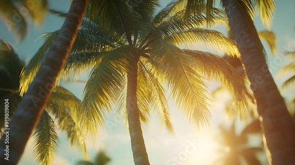 Fototapeta Tropical Heaven Palm Tree Oasis Beachy Vibes
