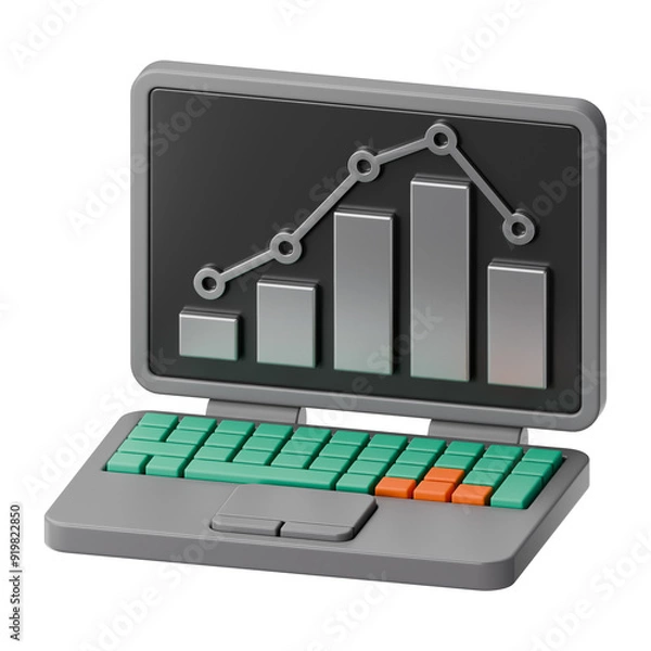 Fototapeta Premium finance money digital statistic computer icon 3d rendering on isolated background