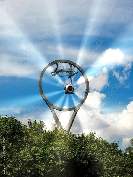 Obraz Technologies of the future, the exit of the transport capsule from the teleport. Screen saver,background.LYMPUS DIGITAL CAMERA
