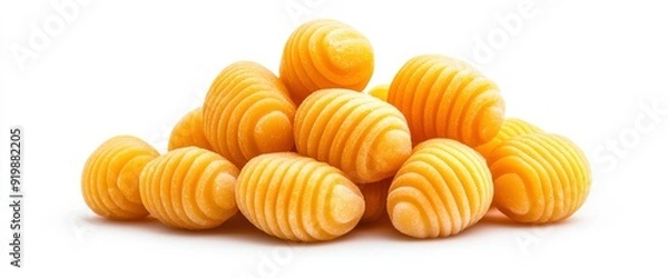 Obraz Raw Potato Gnocchi, Isolated On White Background, Close-Up, Vibrant, Traditional, Inviting