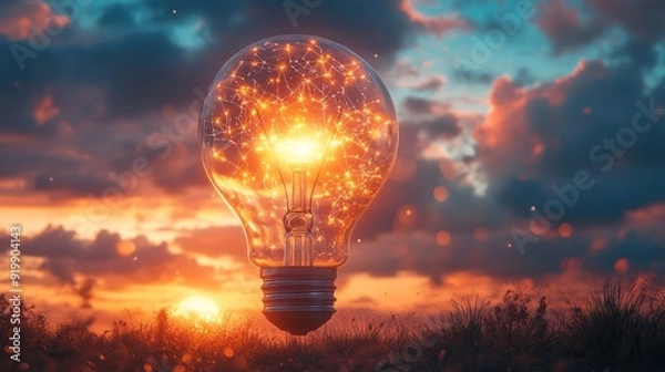 Obraz Glowing Lightbulb at Sunset