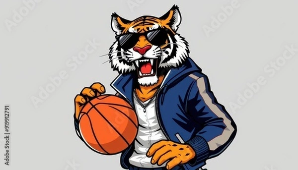 Obraz Cool Tiger with a Basketball.