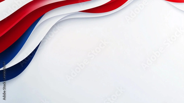 Obraz Red white blue patriotic paper cutout overlay slide presentation with room for copy text wallpaper