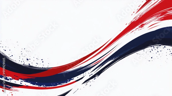 Fototapeta Red white blue patriotic swoosh slide presentation for election graphic with room for copy text wallpaper