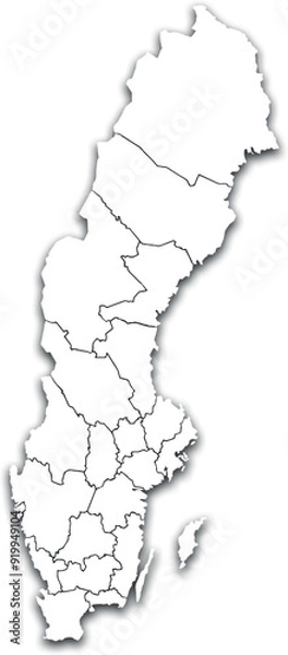 Fototapeta SWEDEN MAP WITH ITS PROVINCES AND POLITICAL ADMINISTRATIVE DIVISIONS
