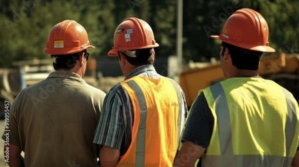 Fototapeta Generate a photo realistic image of contractors undergoing safety training before starting work, with safety orientation materials, safety regulations, and contractor safety certification visible