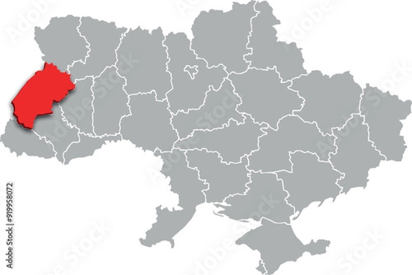 Fototapeta lviv map PROVINCE of UKRAINE 3d isometric map