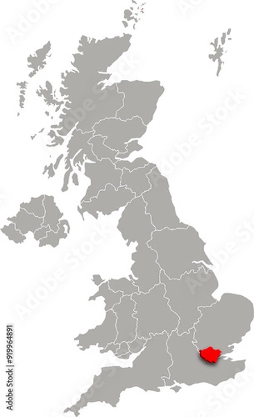 Fototapeta greater london map ADMINISTRATIVE DIVISIONS of UNITED KINGDOM 3d isometric map