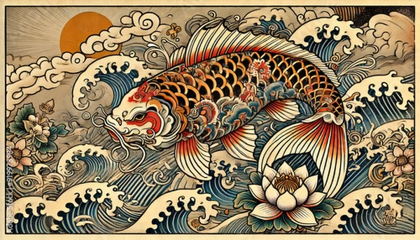 Fototapeta 鯉の浮世絵