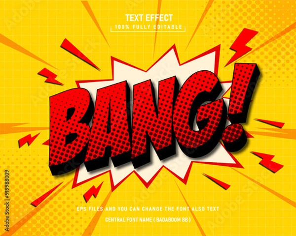 Fototapeta Bang comic style 3d editable vector text effect