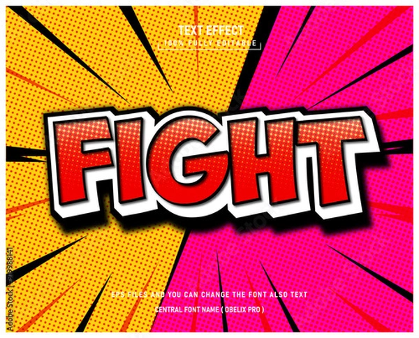 Obraz Creative comic style text Fight, editable style effect template