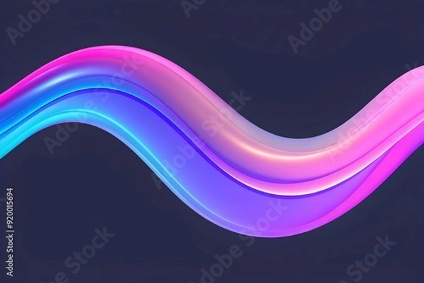 Fototapeta Flowing waves of iridescent neon colors pinks, blues, and purples cascading across the background