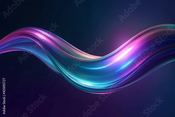 Fototapeta Flowing waves of iridescent neon colors pinks, blues, and purples cascading across the background