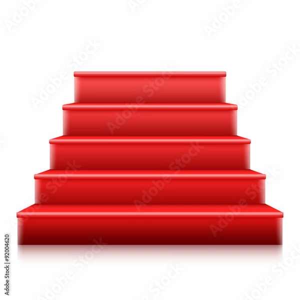 Fototapeta Photorealistic Vector Isolated Red Stairs to Stage with Red Carp
