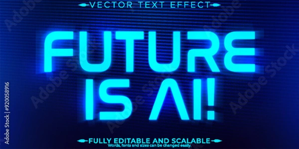 Fototapeta Artificial intelligence text effect, editable technology and science text style