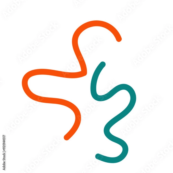 Obraz Orange blue squiggle lines decoration 