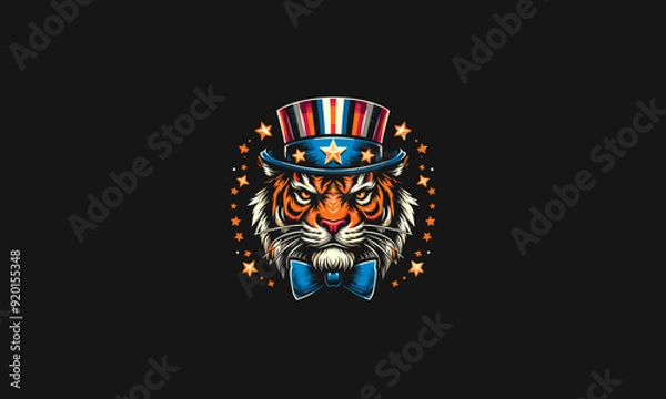 Obraz head tiger angry wearing top hat vector artwork design