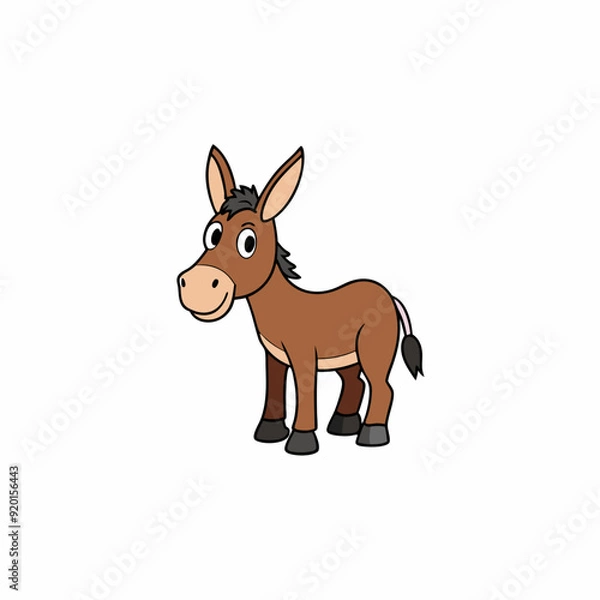 Obraz mule isolated on white, mule vector illustration, animal vector art, mule silhouette, pet vector icon, donkey cartoon line art, eps