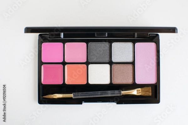 Fototapeta top view of pink and brown tone make up palette
