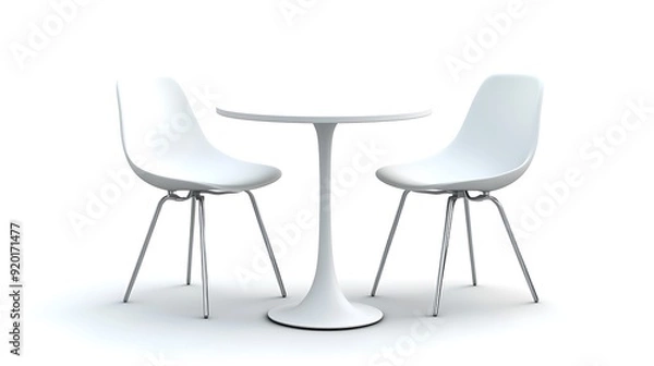 Fototapeta Minimalist White Table Set with Two Chairs