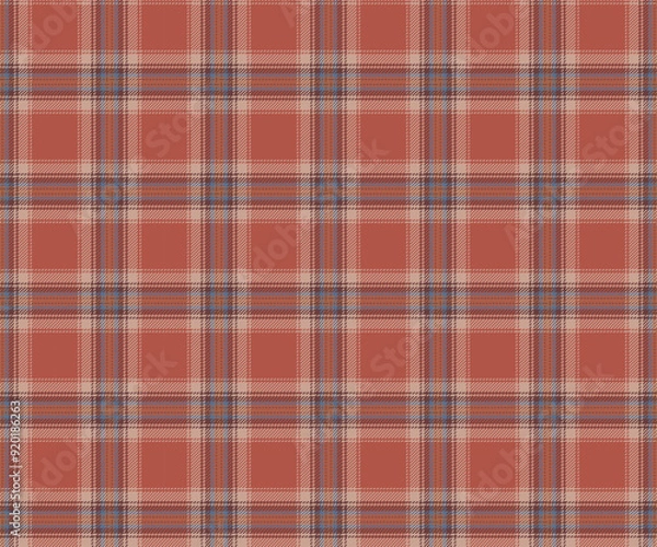 Fototapeta Plaid pattern, orange, brown, blue, seamless for textiles and design clothing, skirts, pants, aprons, tablecloths, blankets or decorative fabrics. Vector illustration.