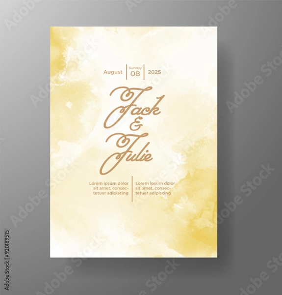 Fototapeta Wedding invitation with Abstract splashed watercolor background