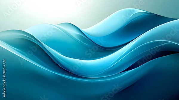 Fototapeta Abstract waves in shades of blue, creating a serene and fluid visual effect.