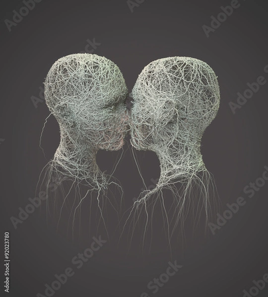 Obraz 2 ivy heads kissing.3D render.