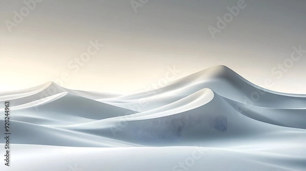 Fototapeta A serene landscape of smooth, flowing sand dunes under soft light.