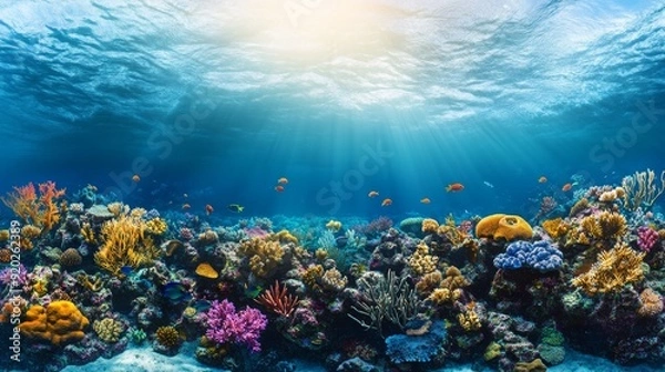 Fototapeta Corporate Efficiency in a Futuristic Office with Transparent Desks and Holographic Screens