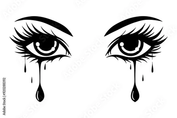 Fototapeta Eyes with tears art vector illustration