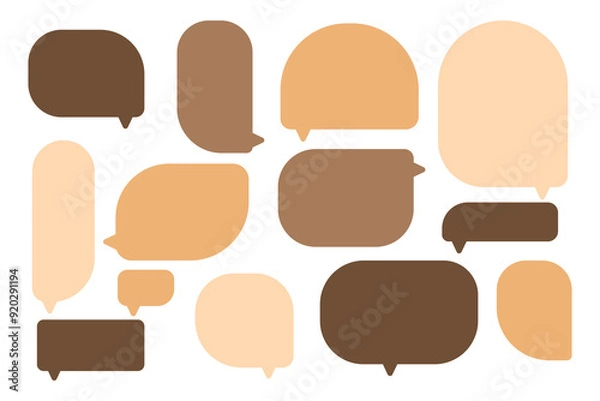 Obraz Set speech bubbles with brown Autumn and fall concept on white background.warm color chat vector doodle message or communication icon Cloud speaking for comics and minimal message dialog