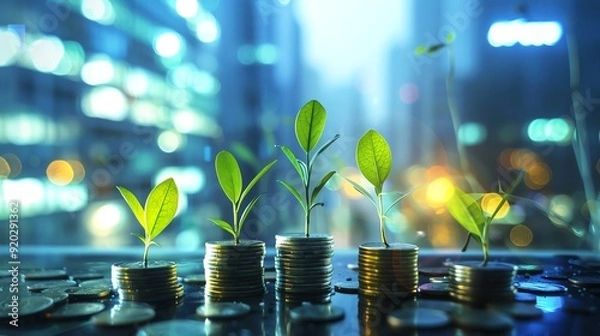 Obraz Grow your business with smart capital investment, captured in a dynamic, energetic corporate office