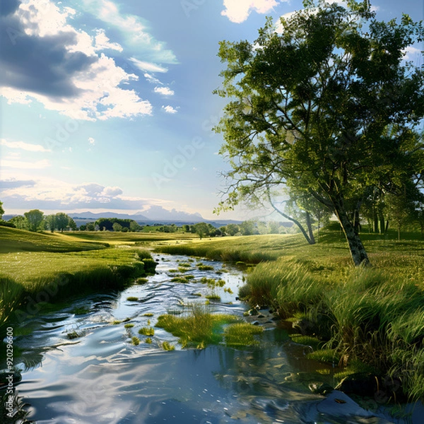 Obraz landscape with river and sky,
landscape with river