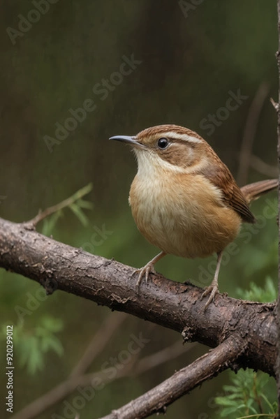 Fototapeta Carolina Wren Perched on a Branch