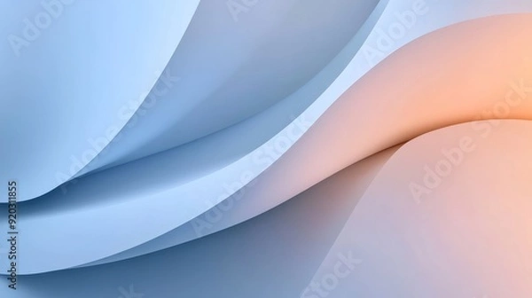 Fototapeta A smooth, abstract design featuring flowing curves in shades of blue and orange, creating a calming visual effect.