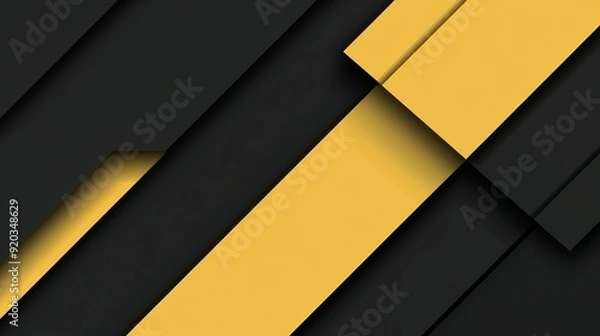 Fototapeta A modern abstract design featuring black and yellow geometric shapes, creating a dynamic and stylish background.