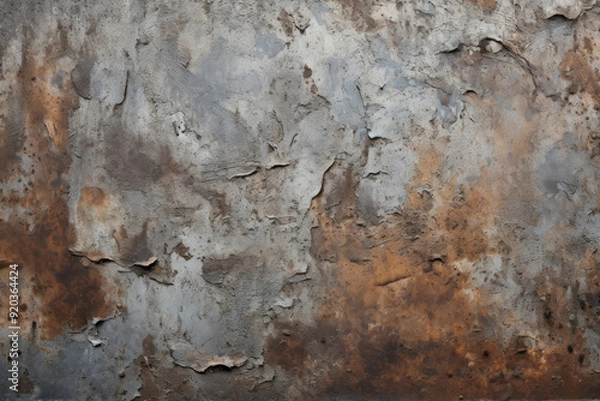 Fototapeta Processed collage of old rusty metal sheet texture in daylight. Background for banner