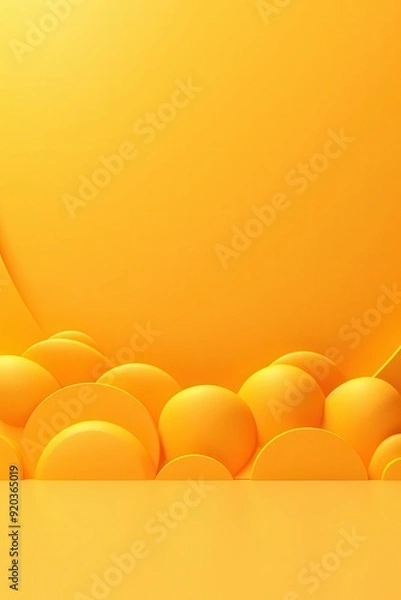 Fototapeta Bright yellow abstract design featuring round shapes, perfect for vibrant backgrounds or modern art inspiration.