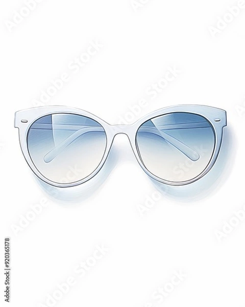 Fototapeta Enhance the line drawing of sunglasses with watercolor. Make the colors vibrant and lifelike. Keep the cartoonish style.